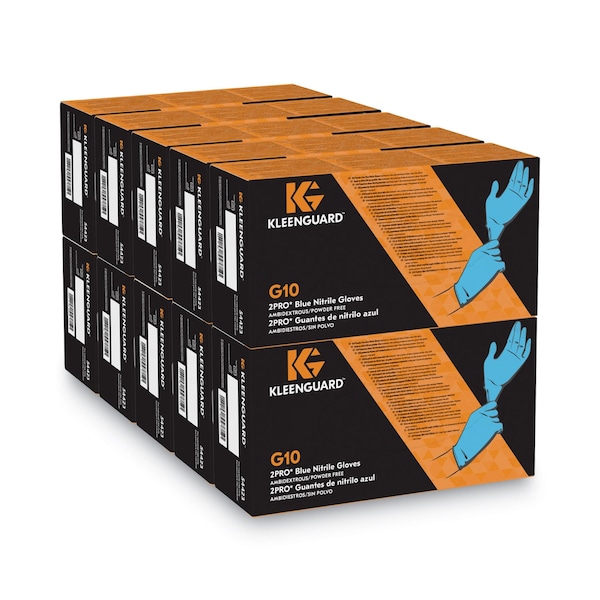 Kleenguard G10, Disposable Gloves, 6 mil Palm, Nitrile, Powder-Free, L, 100 PK, Blue 54423 - main